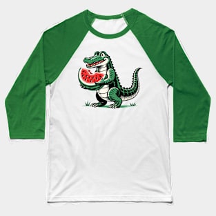 Alligator eats watermelon Baseball T-Shirt